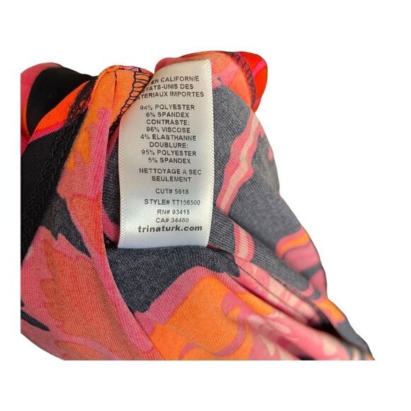 NEW Trina Turk Halter Dress A Line Pink Orange Navy Floral Knee Length Womens 8 - Picture 7 of 7